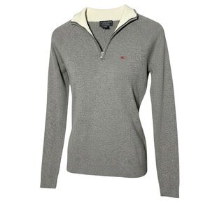Polo by Ralph Lauren Gray Quarter-Zip Sweater with Cream Collar